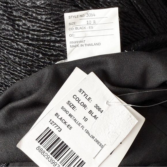 NWT DESSY 90s Crinkle Metallic Twist Strap 1 Shoulder Sleeveless Trumpet Gown 10 - Picture 4 of 5